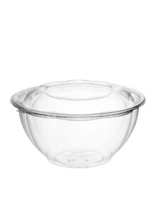 32 oz. Clear Plastic Salad Bowl with Lid - 150/Case