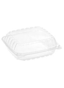 DART - C90 ClearSeal Hinged Lid Plastic Container 8 1/4" x 8 1/4" x 3" - 250/Case